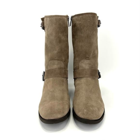 Vince Camuto Whyla Tan Moto Boot Size 9 Suede Block Heel Mid-Calf Bootie - Picture 9 of 15